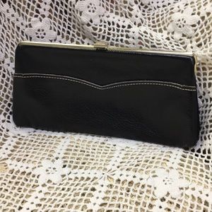 VINTAGE MARGOLIN BLACK LEATHER CLUTCH EXCELLENT